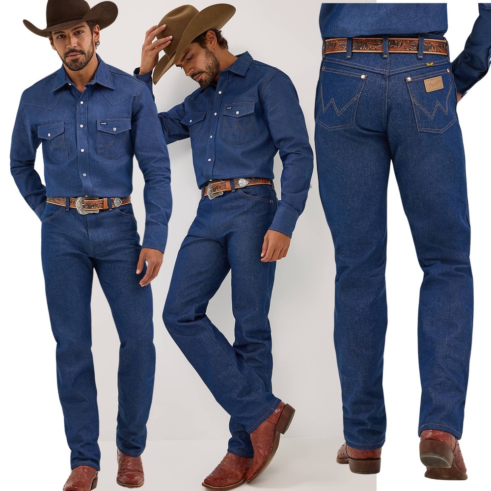 Wrangler Classic Cowboy Cut Slim‎ Fit Jeans Mens 40x32 Indigo Blue Denim 936PWD